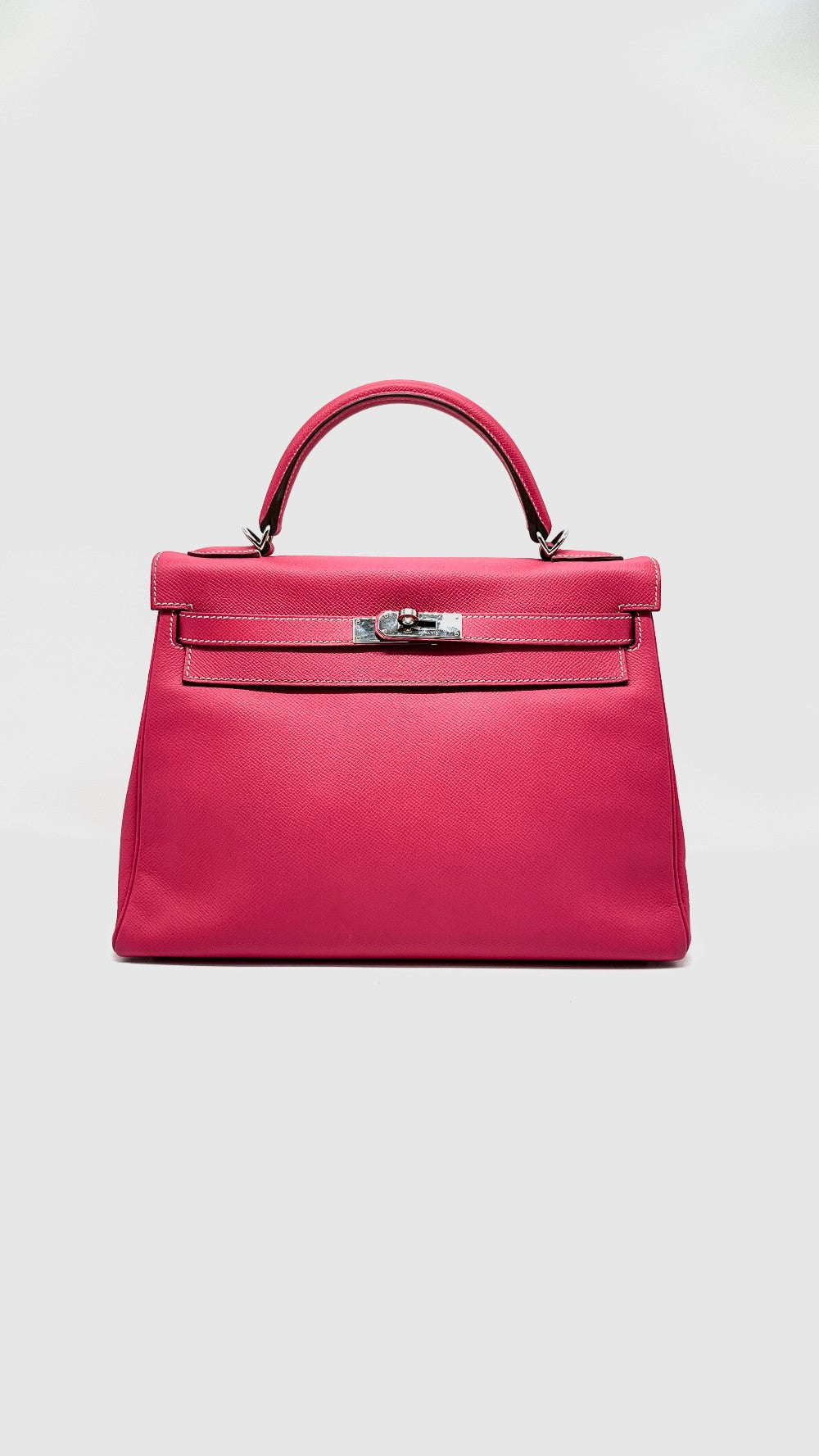 Preowned. Hermes Kelly 32 Bicolor Candy Collection Rose Tyrien/Tosca Epsom PHW. O84.S|11283