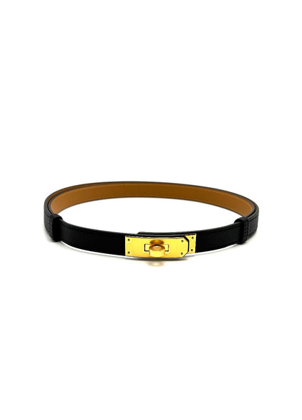Brand New. Hermes Kelly Belt Black GHW. KTY510BI|17009