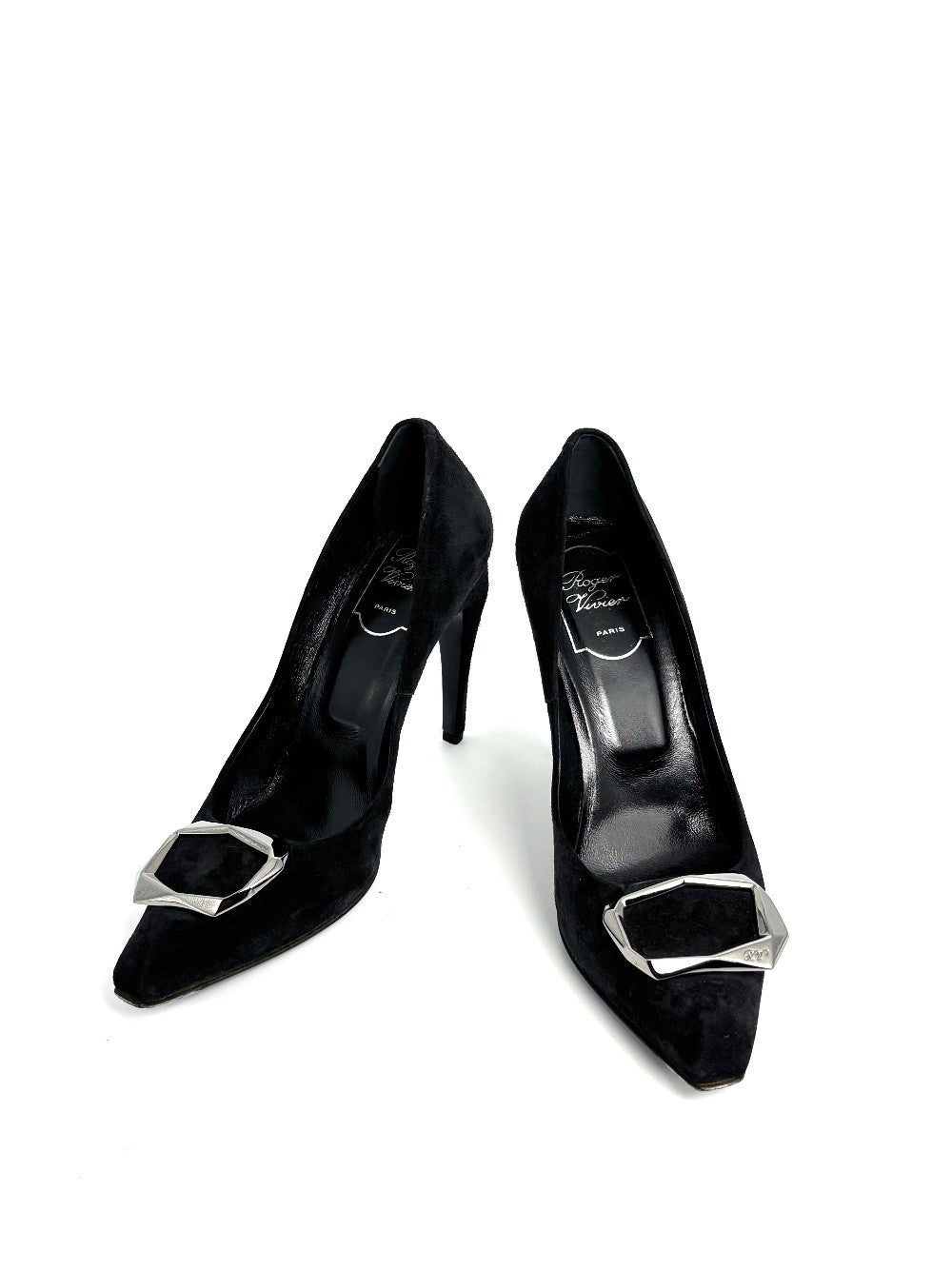 Preowned. Roger Vivier Heel Suede Black. 39|11694
