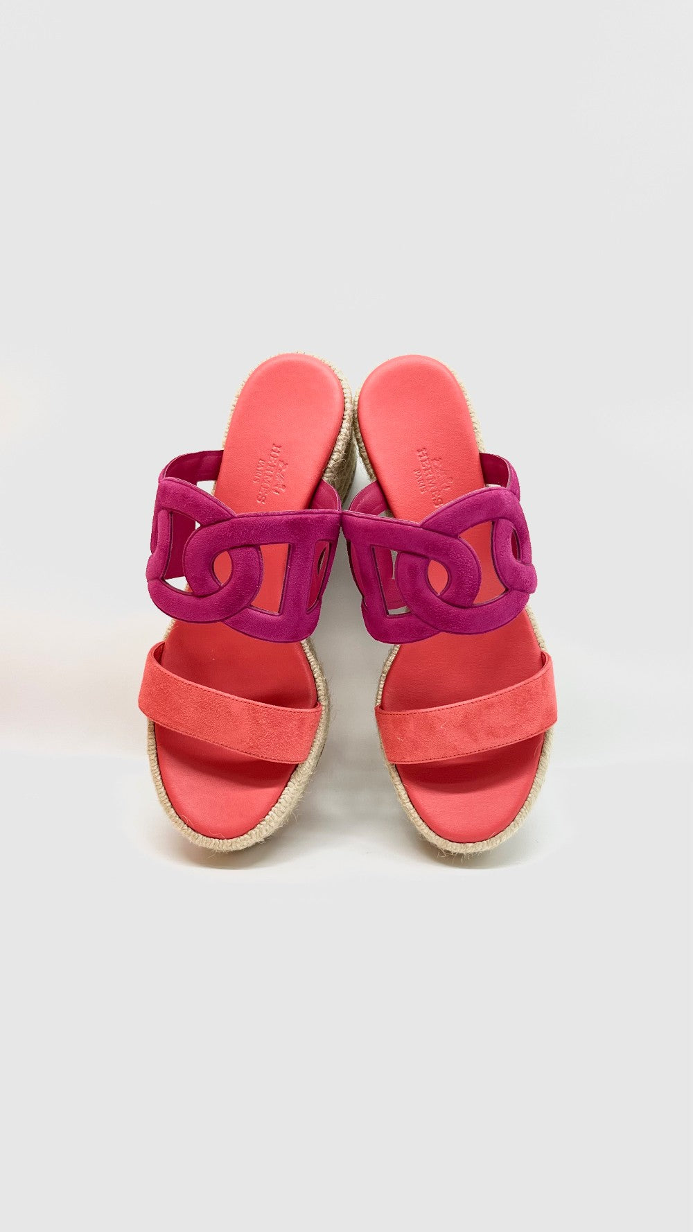 Brand New. Hermes Ithea 30 Pink Espadrille Wedge. 37|10536
