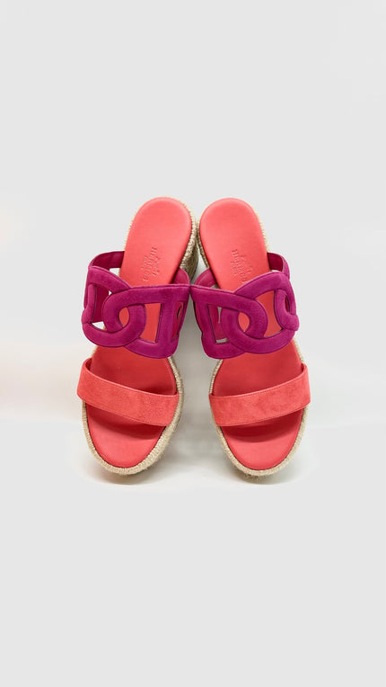 Brand New. Hermes Ithea 30 Pink Espadrille Wedge. 37|10536