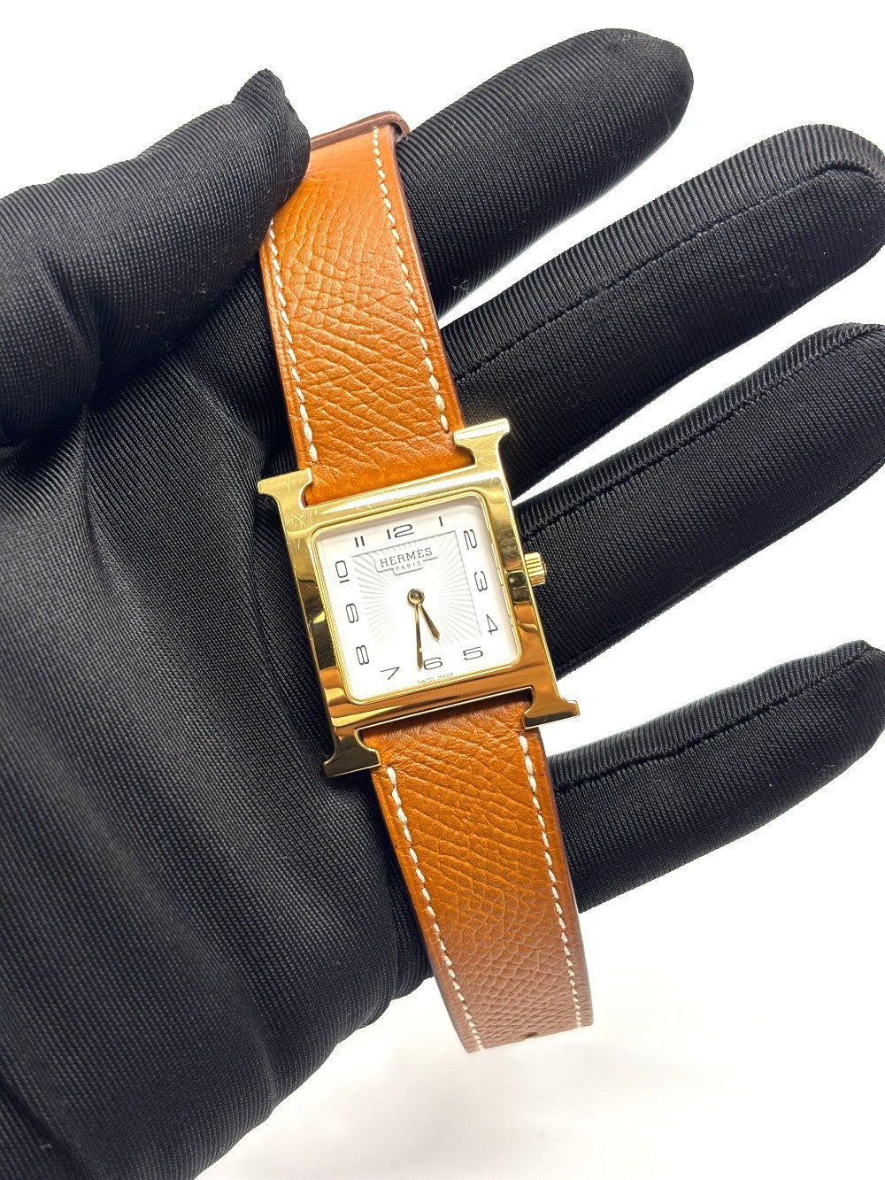 Preowned. Hermes Heure H White Dial YG. CF3MM32348|16865
