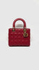 Preowned. Lady Dior Medium Lambskin Red GHW. 18MA0199|11608