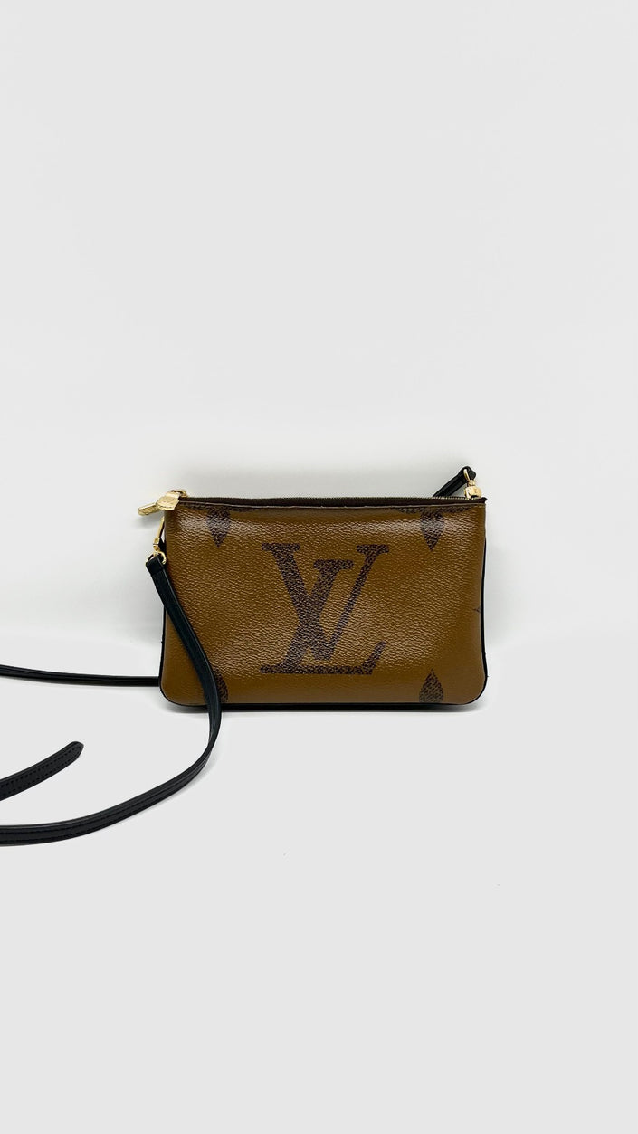 [SALE] Preowned. LV Double Zip Pochette Reverse. GI3200|10866