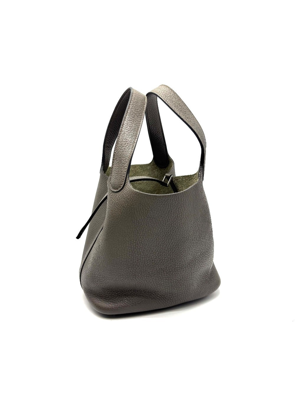 Preowned. Hermes Picotin 18 Etain Clemence PHW. ACT035BN|17437