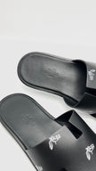 Brand New. Hermes Izmir Black Pony Sandals. 41|16203