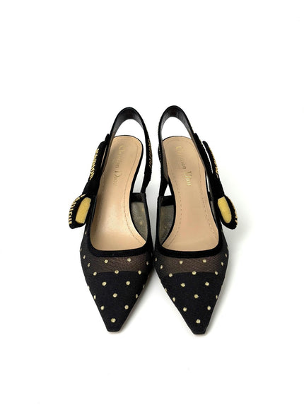 Brand New. Dior Low Heel Slingback Mesh Black. 37.5|7459