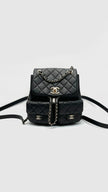 Preowned. Chanel Mini Duma Pockets Drawstring Backpack Black GHW. HL1N3P39|16554