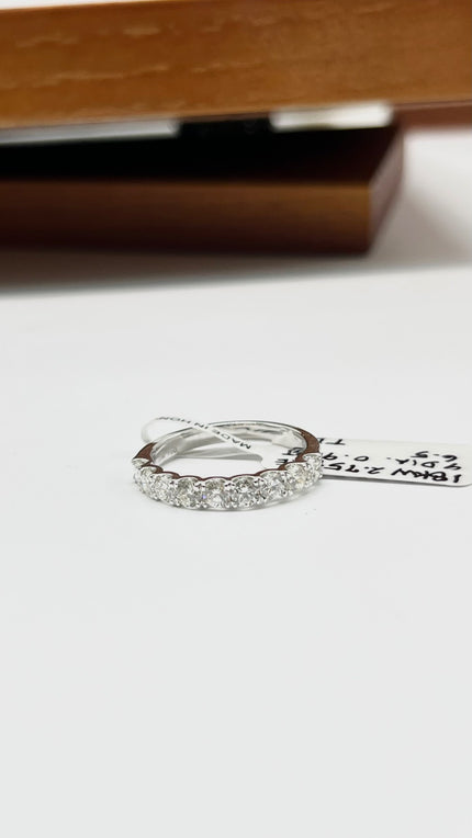 Brand New. Half-Eternity Diamond Ring 0.9Ct Total Carats 9 Diamonds US 6.5 HK 18K White Gold|10936