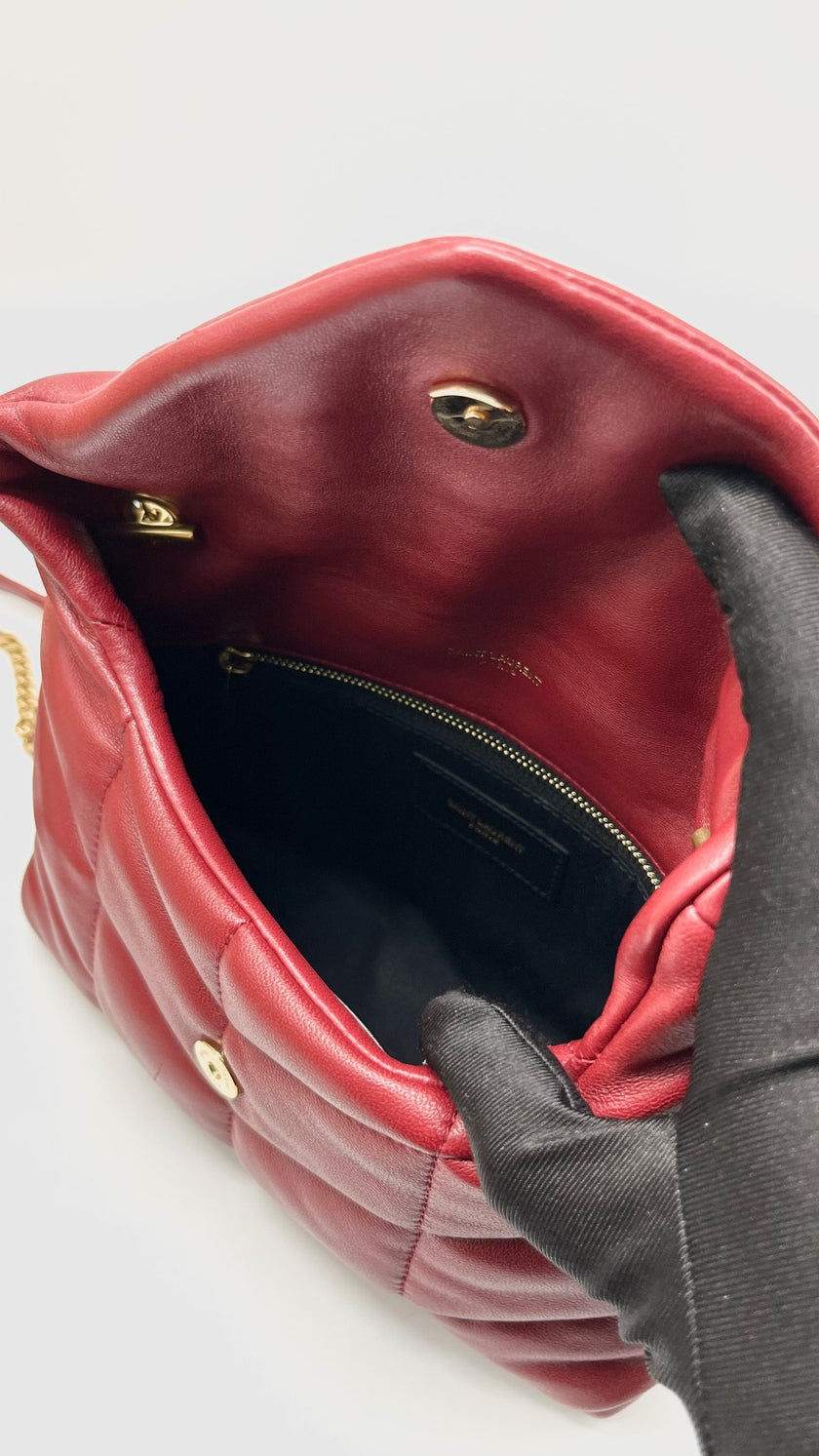 Preowned. YSL Lou Puffer Red GHW|13533