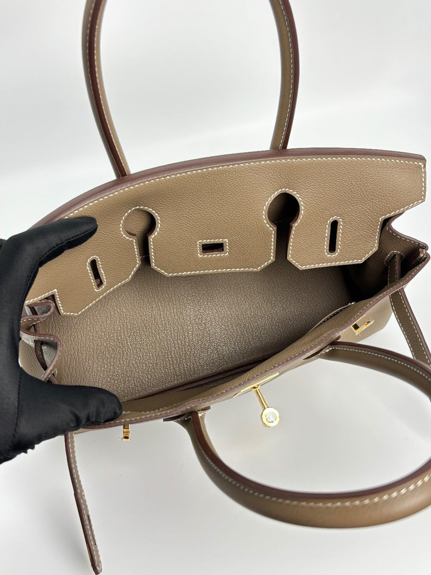 Brand New. Hermes Birkin Shoulder 29 Etoupe GHW. KPY644UU|3286