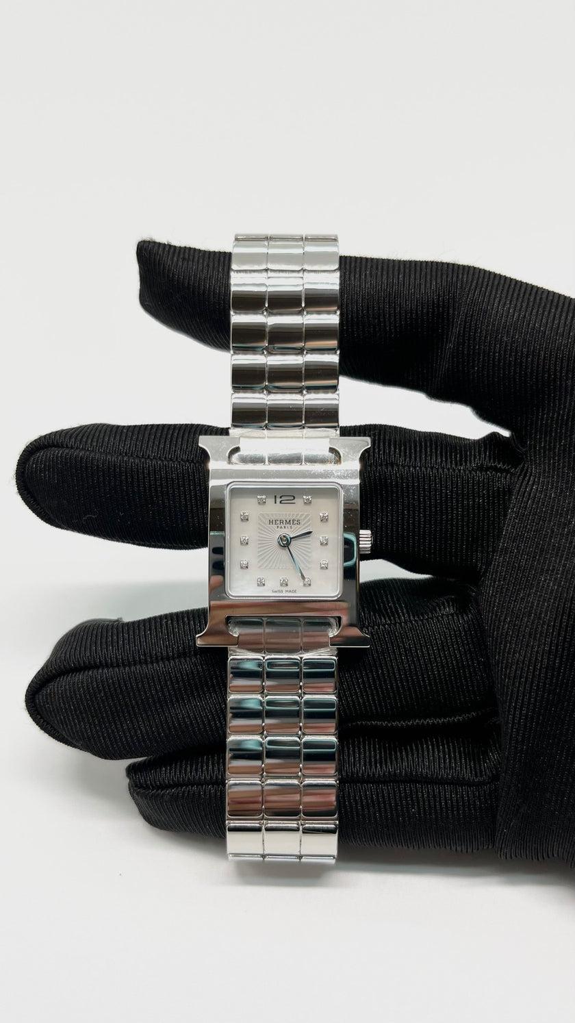 Brand New. Hermes H Heure Steel Watch MOP|5719