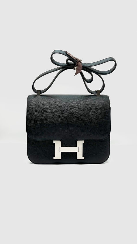 Unused. Hermes Constance 24 Black Epsom PHW. CHT917BT|9678