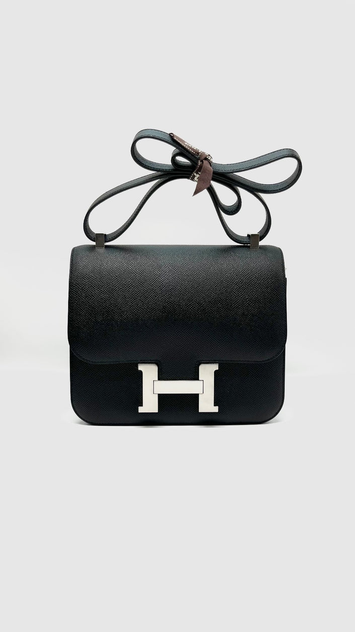 Unused. Hermes Constance 24 Black Epsom PHW. CHT917BT|9678