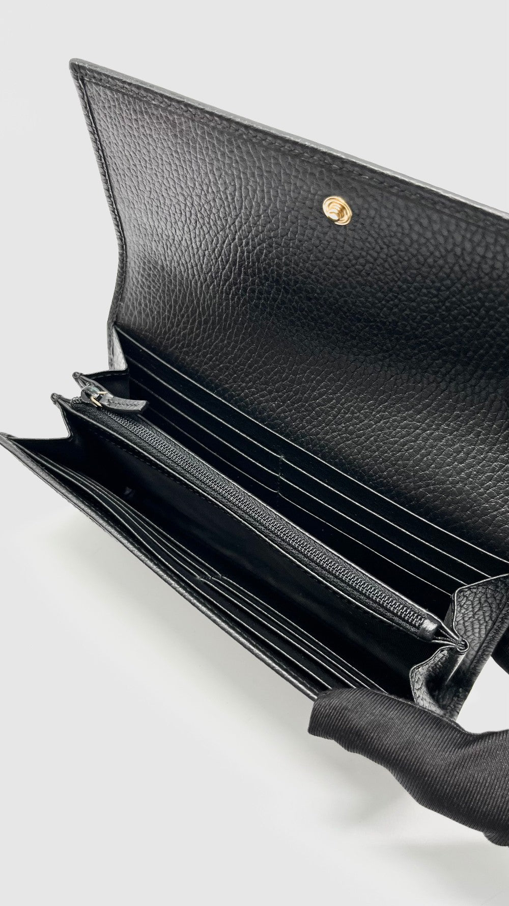 Like New. Gucci GG Marmont Continental Wallet Long Black GHW|13539