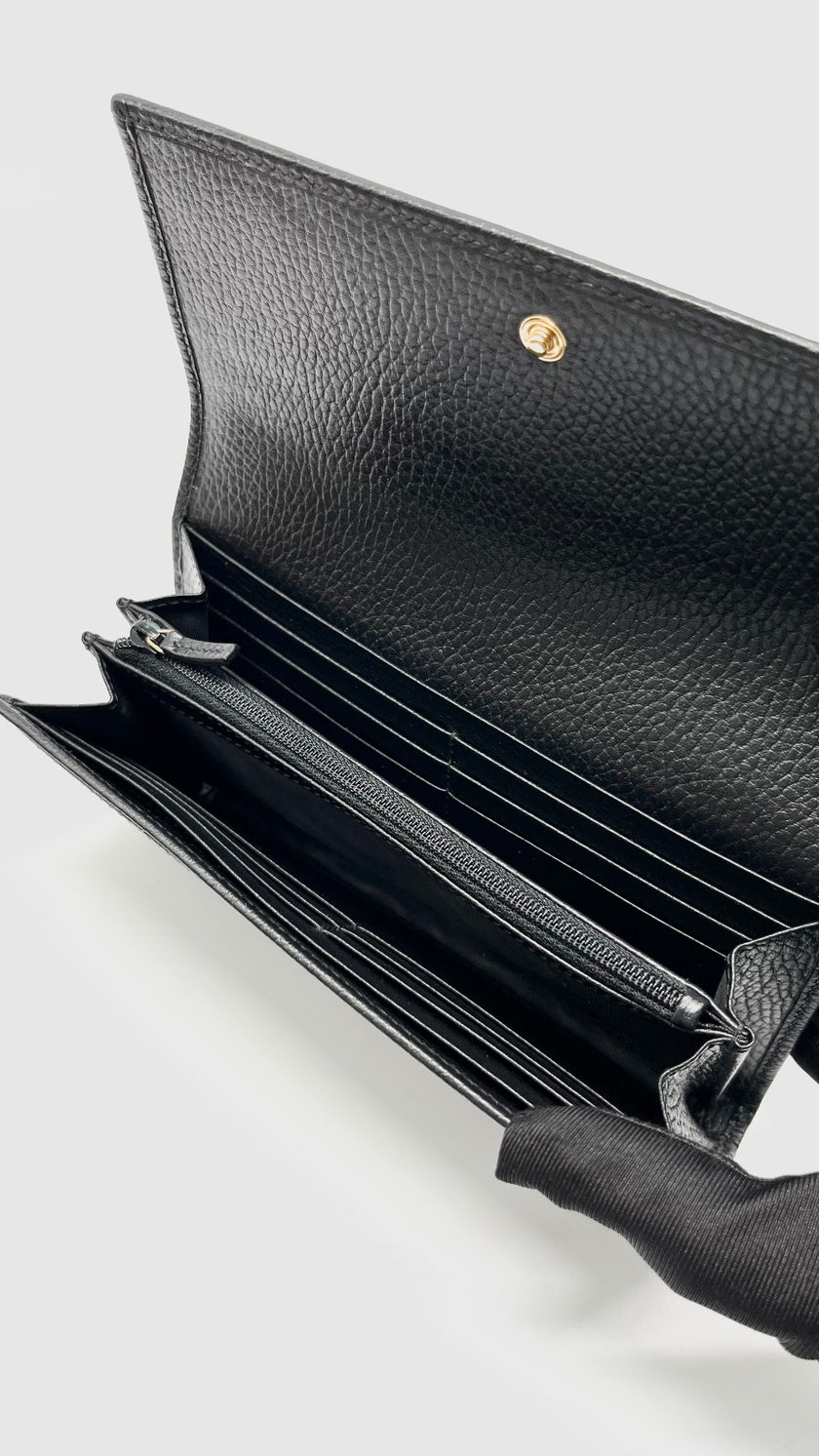 Like New. Gucci GG Marmont Continental Wallet Long Black GHW|13539