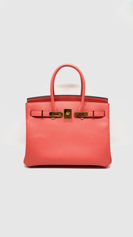 Preowned. Hermes Birkin 30 Rose Jaipur Epsom GHW. ABY781AM|14758