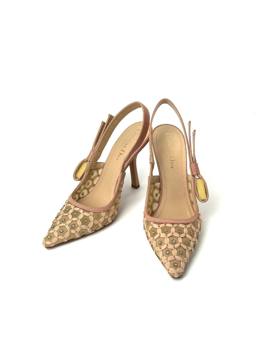 Like New. Dior Slingback Mesh Beige. 37|7428
