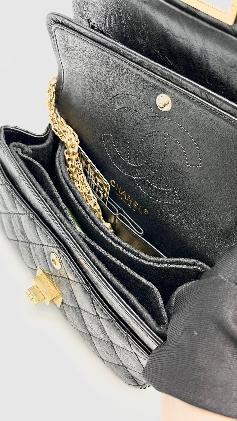 Like New. Chanel Reissue Mini Rectangular Flap Black Calfskin GHW. 23542620|16438