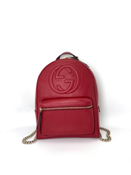 Preowned. Gucci Soho Chain Backpack Red|6392