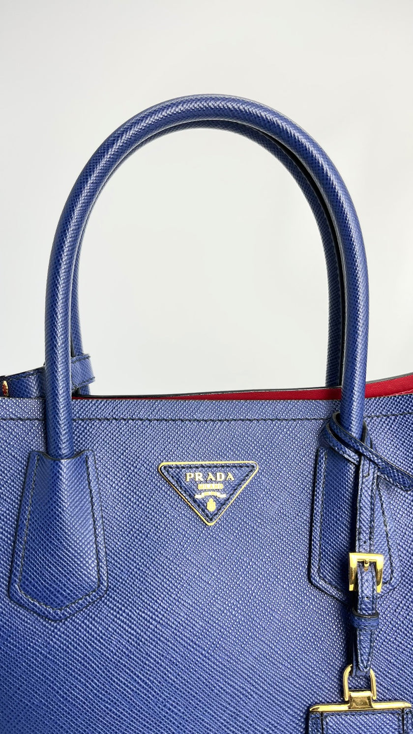 Preowned. Prada Saffiano Two Way Blue|4466