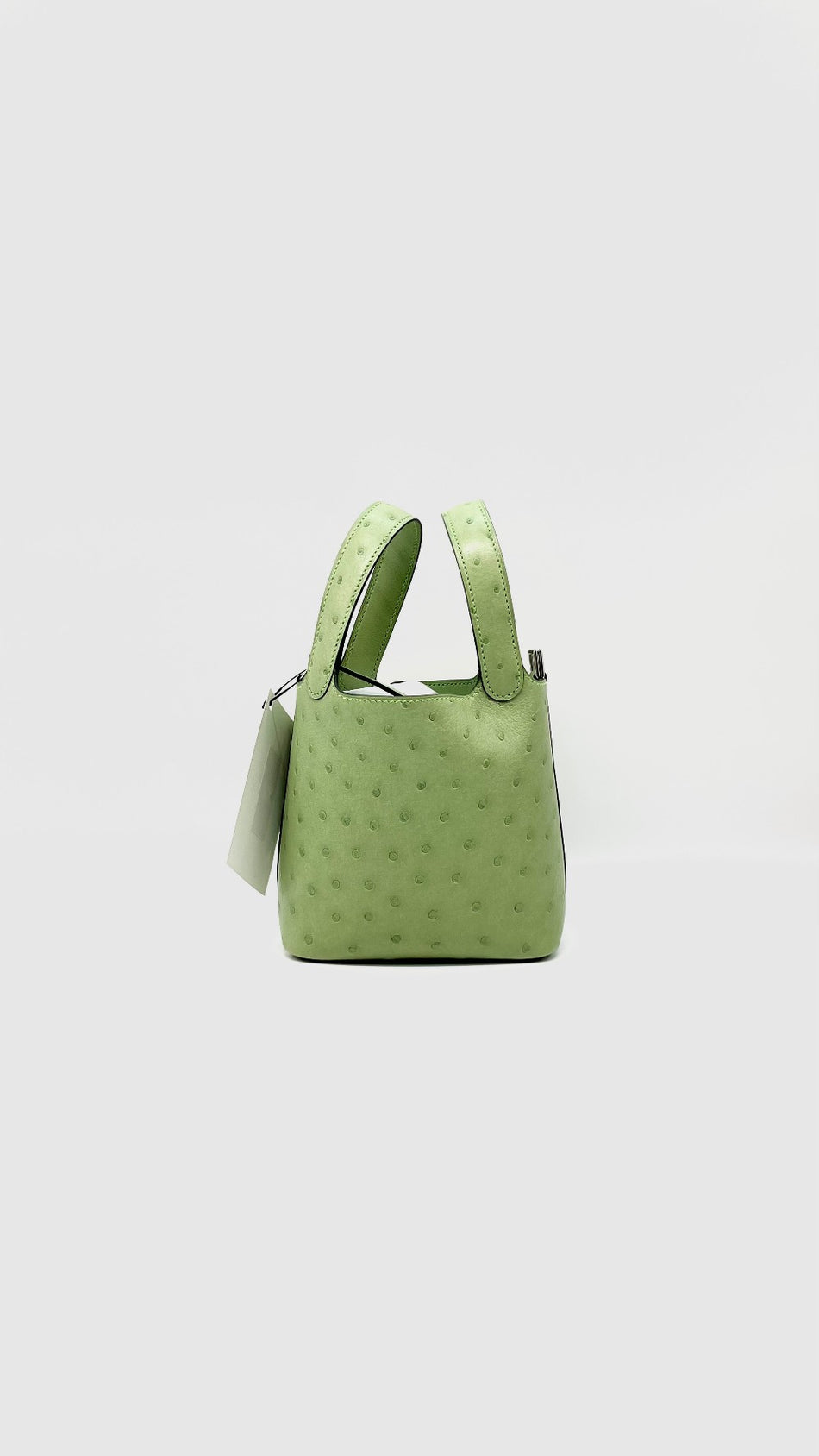 Unused. Hermes Picotin Lock Micro Ostrich Vert Criquet PHW. BSA010BT|15272