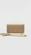 Preowned. Prada 1BP021 Cipria Beige Vitello Move Leather Chain Wallet Crossbody Bag GHW|11247