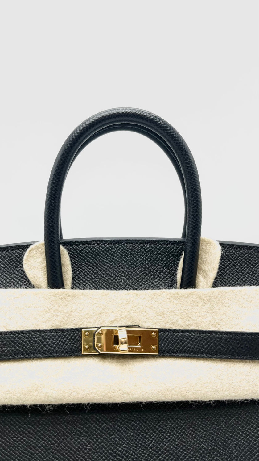 Like New. Hermes Birkin 25 Sellier Black Epsom GHW. UHT494ID|16630