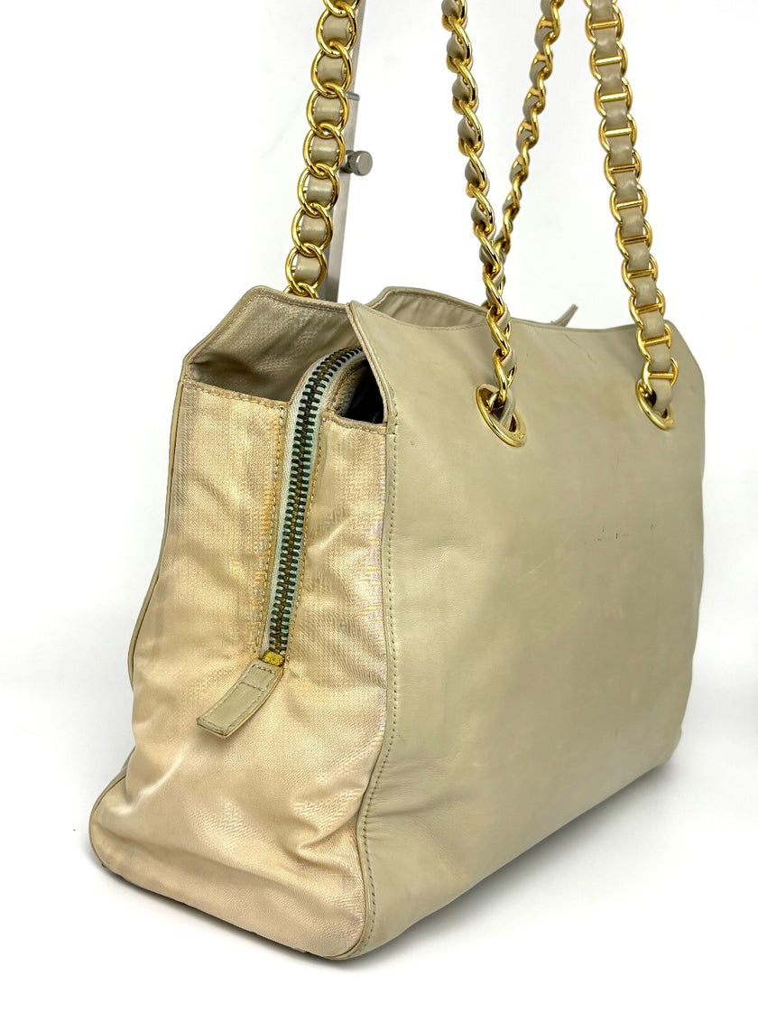 Preowned. Prada Chain Tote Beige|9492
