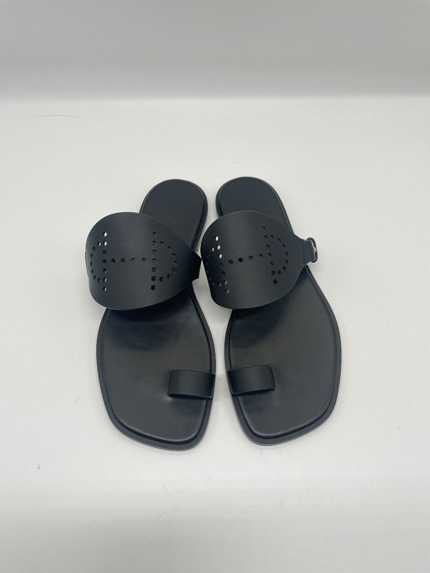 Brand New. Hermes Black Slippers. 37|9156