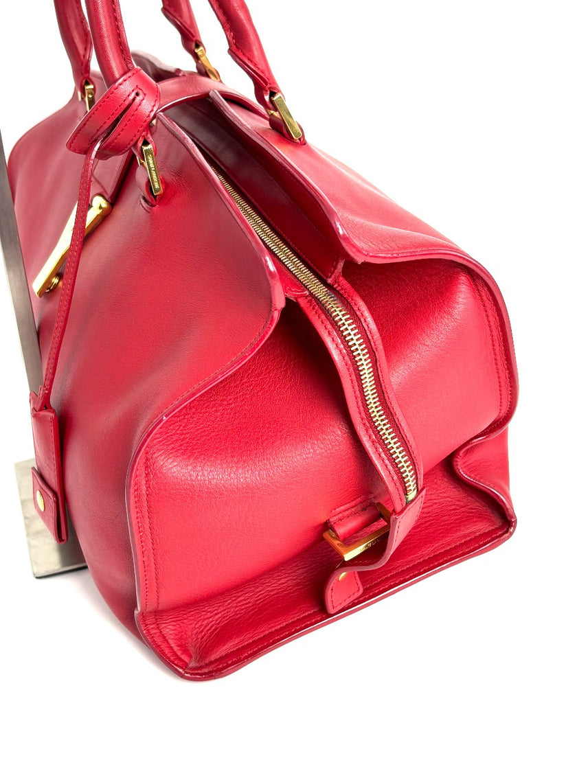 Preowned. YSL Cabas Chyc Medium Bag Calf Red|12451