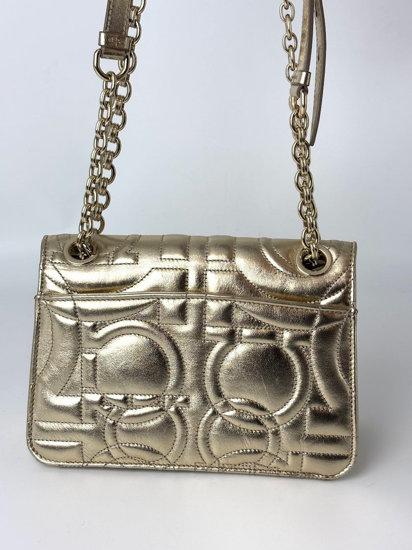 [SALE] Preowned. Ferragamo Flap Gold|5982