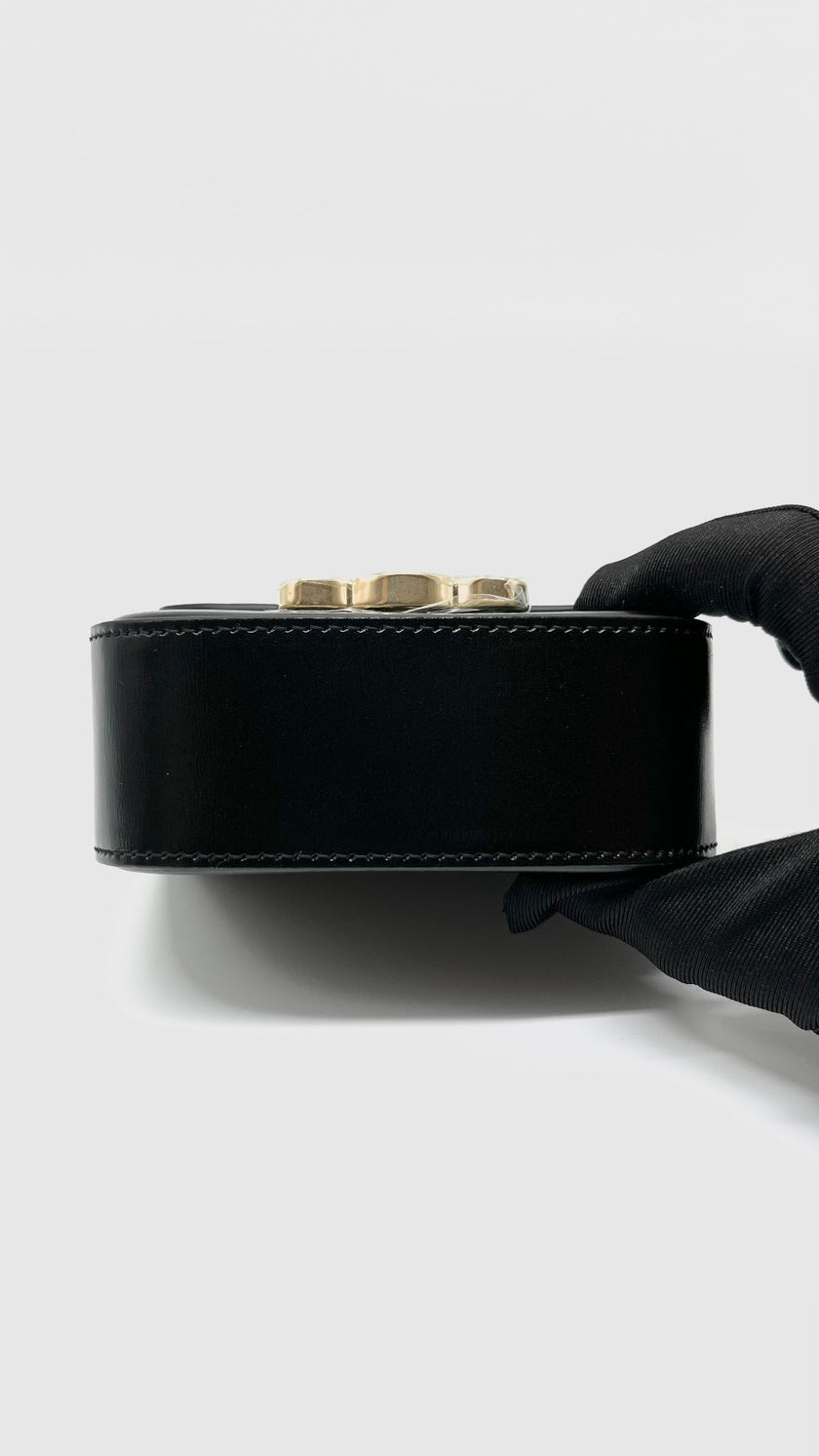 Unused. Celine Triomphe Calf Black GHW|5291