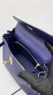 Preowned. Hermes Kelly 25 Blue Encre Togo GHW. CHT774CI|14152