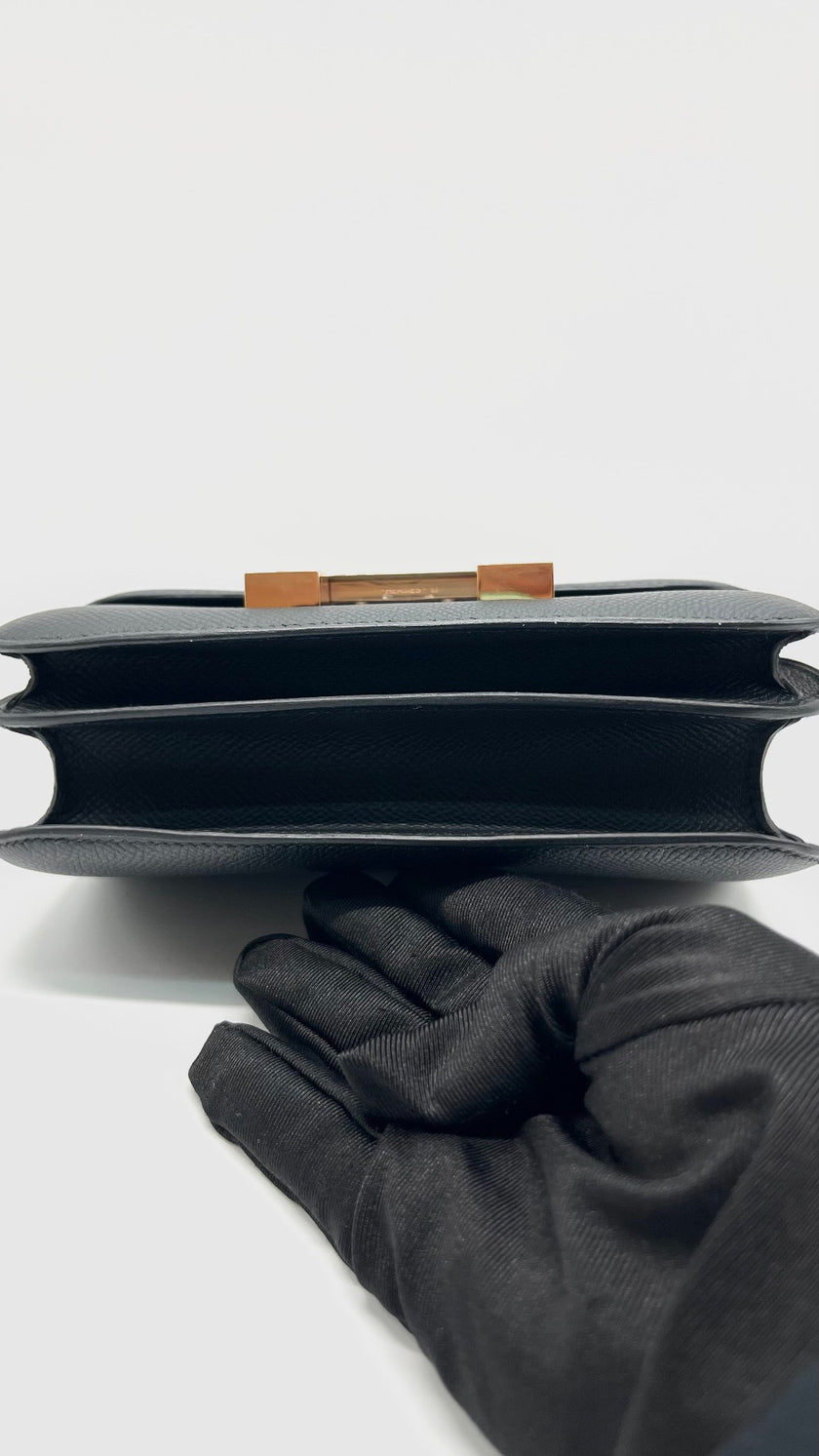 Brand New. Hermes Constance 18 MIni Black Epsom RGHW. BMS 867 IH|7783