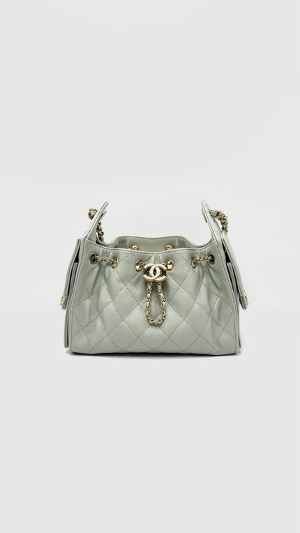 Like New. Chanel C25 Mini Light Green Caviar GHW. CK0UE6LE|16600