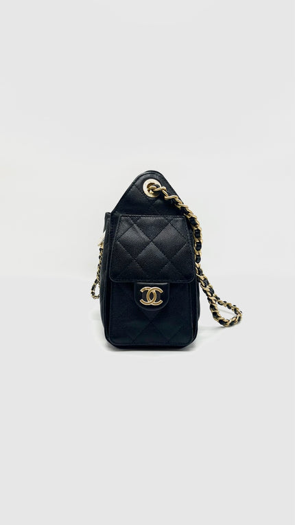 Brand New. Chanel C25 Mini Black Caviar GHW. NXLUALNG|15619