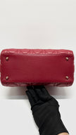 Preowned. Lady Dior Medium Lambskin Red GHW. 18MA0199|11613