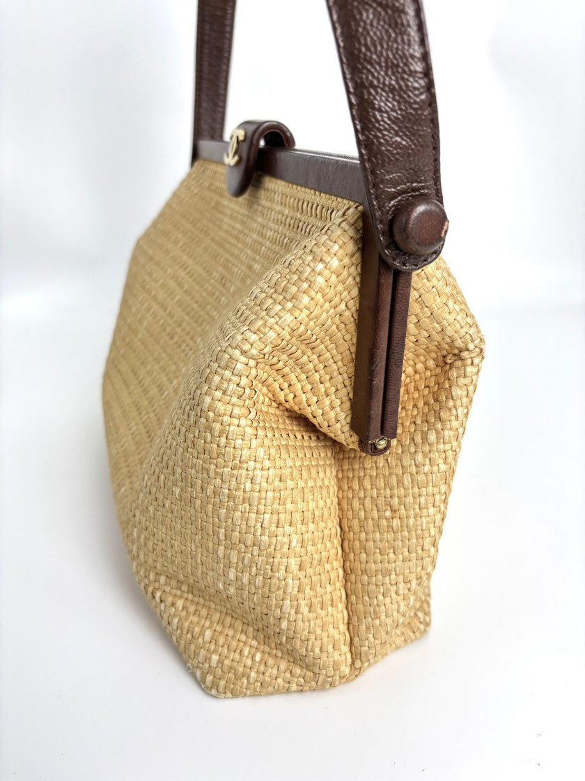 Preowned. Chanel Vintage CC Raffia Beige. 5988701|4149