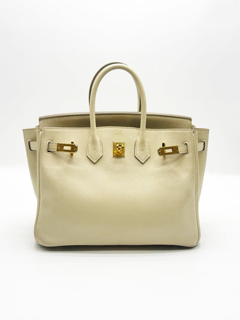 Preowned. Hermes Birkin 25 Craie Swift GHW. XCT914IZ|17811
