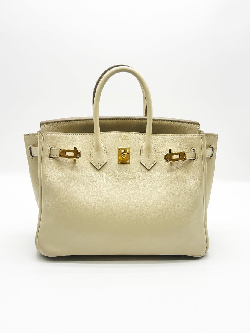 Preowned. Hermes Birkin 25 Craie Swift GHW. XCT914IZ|17811