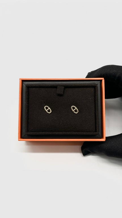 Brand New. Hermes Chaine d' Ancre Earrings RGHW|14550