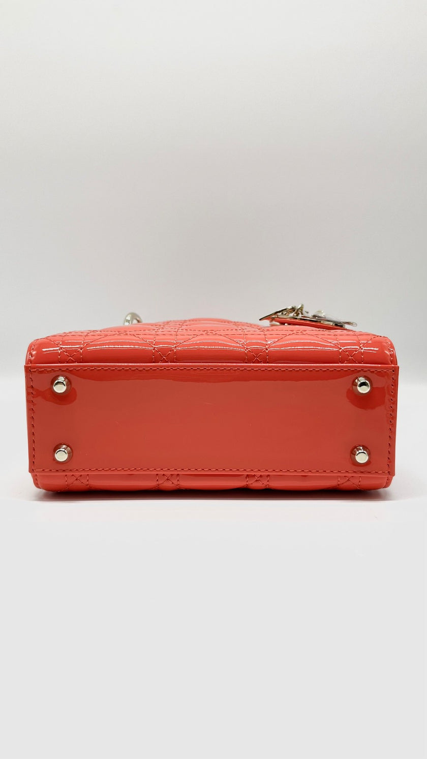 [SALE] Brand New. Lady Dior Mini Orange Patent 10-MA-1221|9922