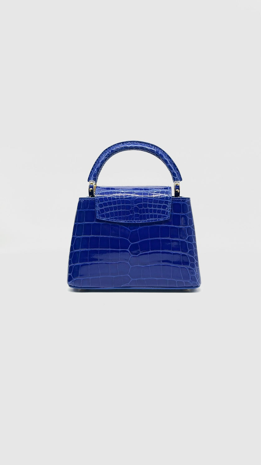 Preowned. Mini LV Capucines Croc Blue|11406