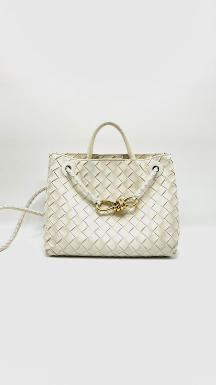 Preowned. Bottega Andiamo Small White GHW|15878