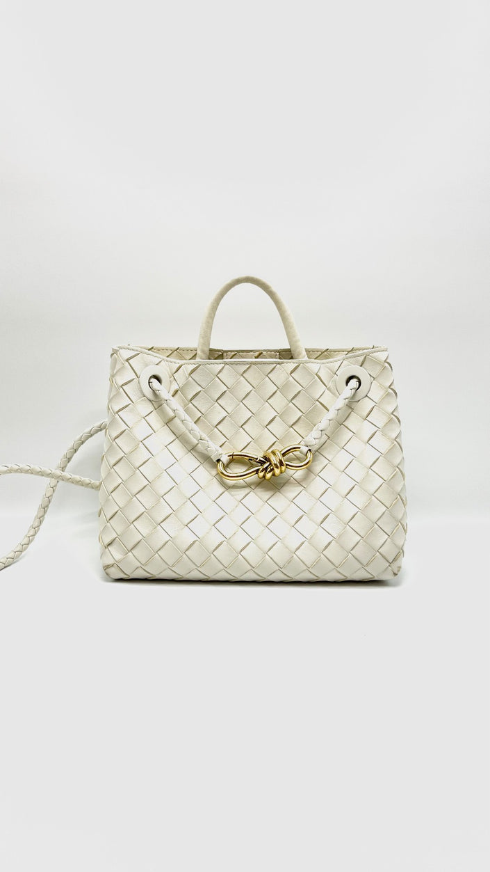 Preowned. Bottega Andiamo Small White GHW|15878