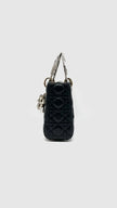 Like New. Lady Dior Small Black Lambskin with Snakeskin Top Handle GHW. 02MA0254|14677