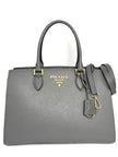 Like New. Prada Argilla Two Way Saffiano Gray. 158D|12351