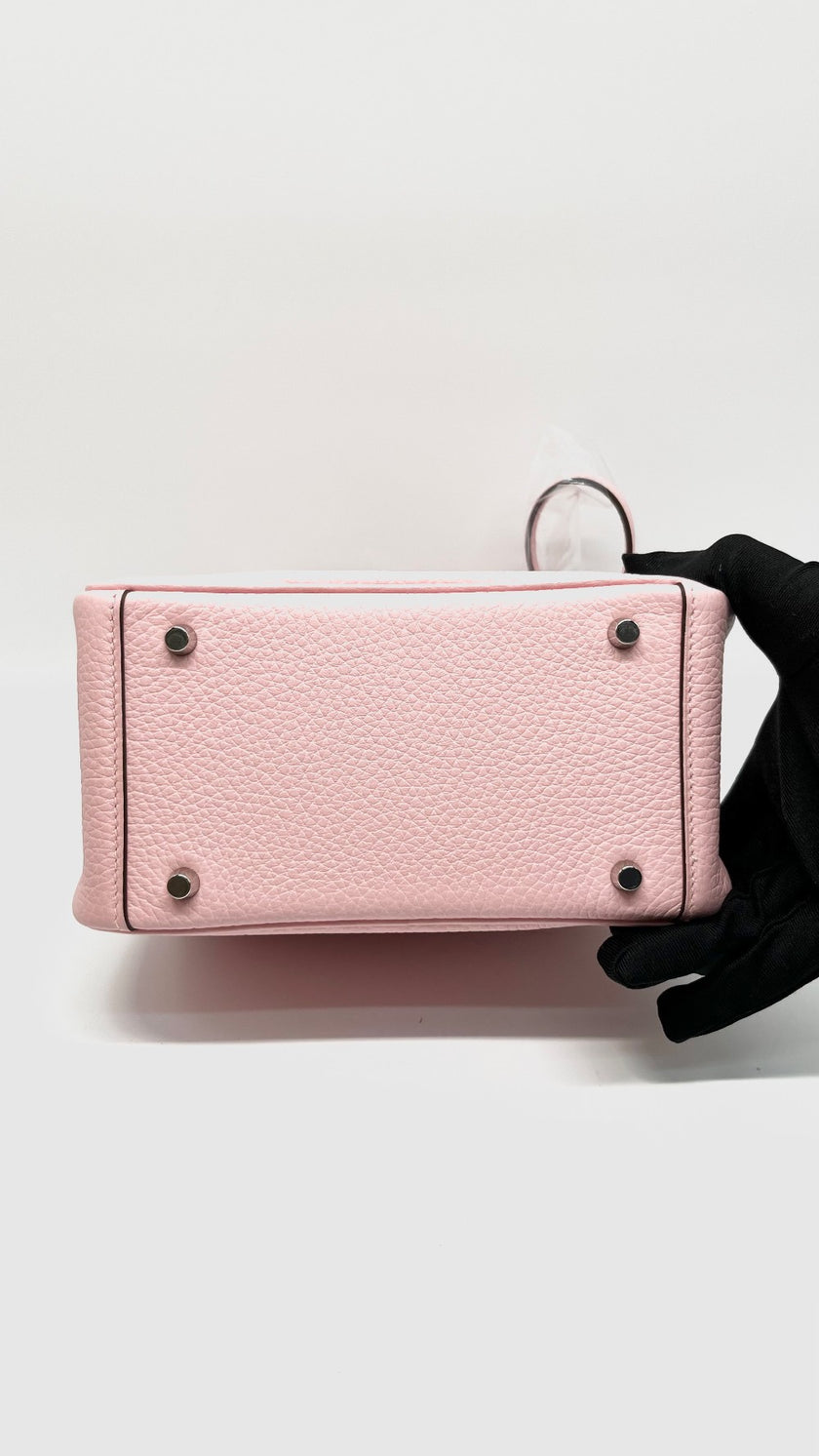 Brand New. Hermes Mini Lindy Rose Sakura Clemence PHW. KJC914GA|14306