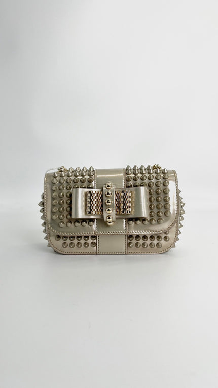 Preowned. Louboutin Spike Sweet Charity Mini Studded Silver|4510